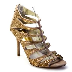 Michael Kors size 8 suede and rhinestones heels